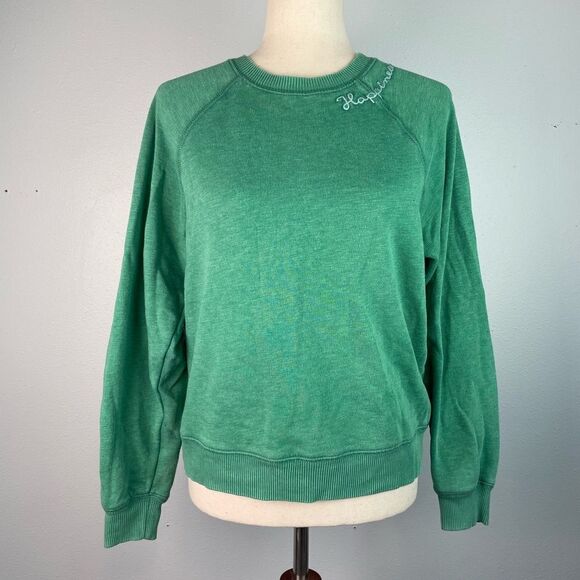 American Eagle Green Happiness Embroidered Sweatshirt Size S EUC - Picture 1 of 6